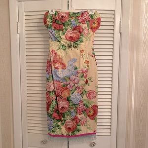 Vintage Mica strapless floral dress size 8